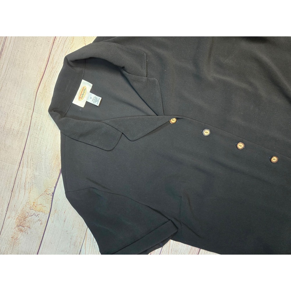 Talbots Womens Black Short Sleeve Button Down‎ Ankle Length Maxi Dress Size 12
